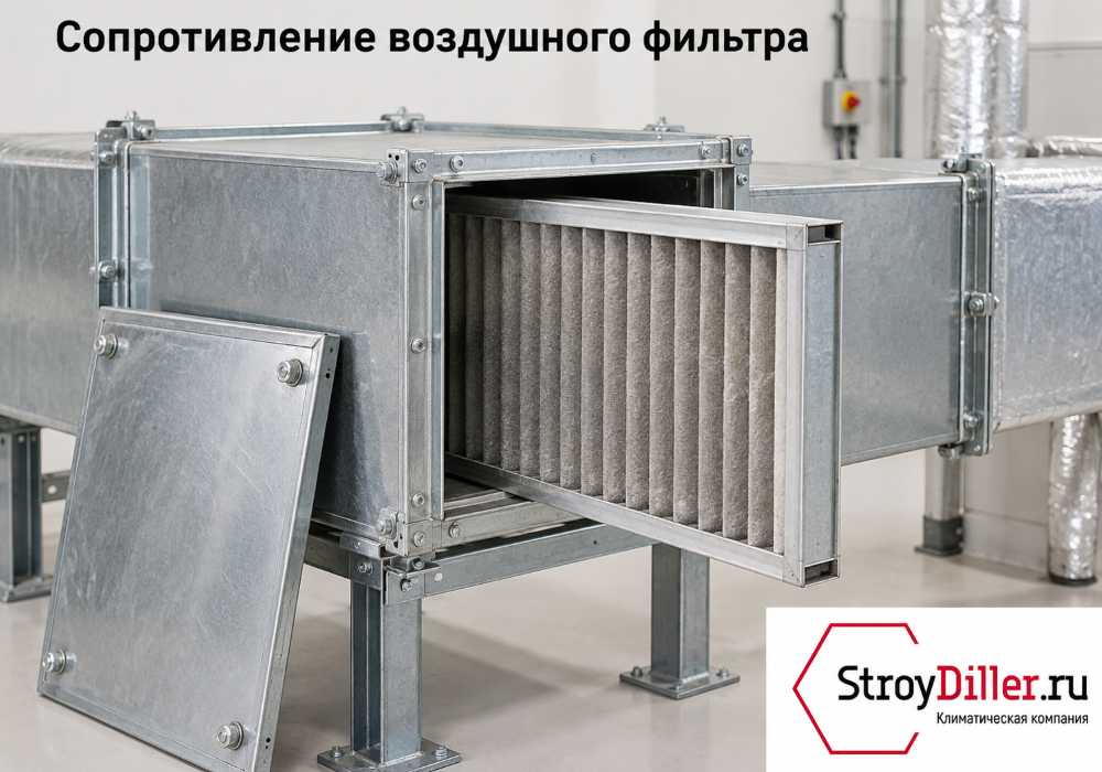 Панельный воздушный фильтр в корпусе вентиляционного канала